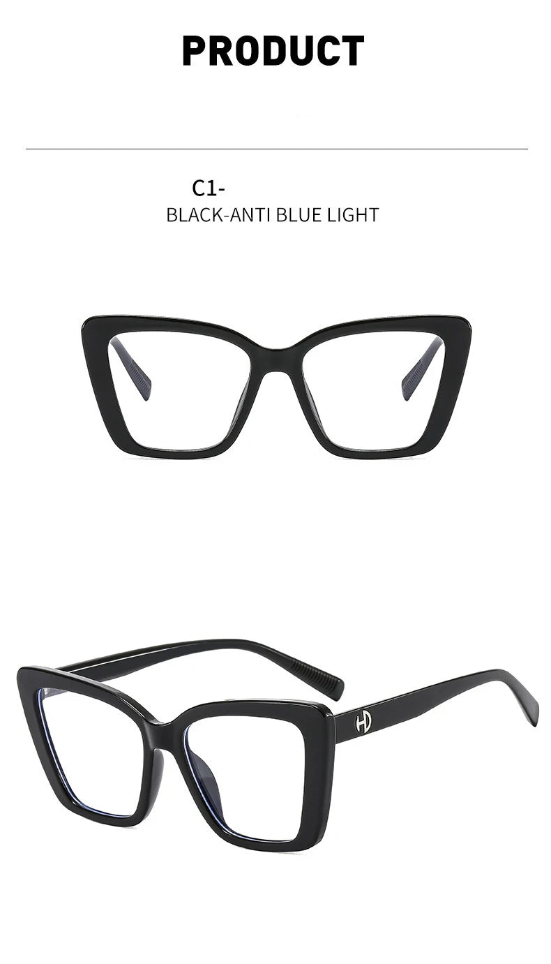 Vintage Black Floral Square Reading Glasses With Blue Light Filter for Women