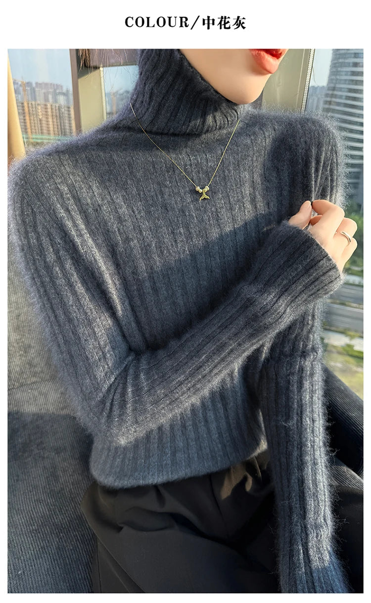 Warm Slim Fit Turtleneck Pullover Sweater for Women