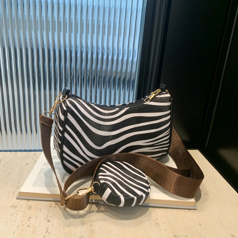 New Leopard Print Bag Fashion Cow Pattern Drawstring Bucket Bag Texture Brand Design Crossbody Bag Lady Versatile Storage Bag