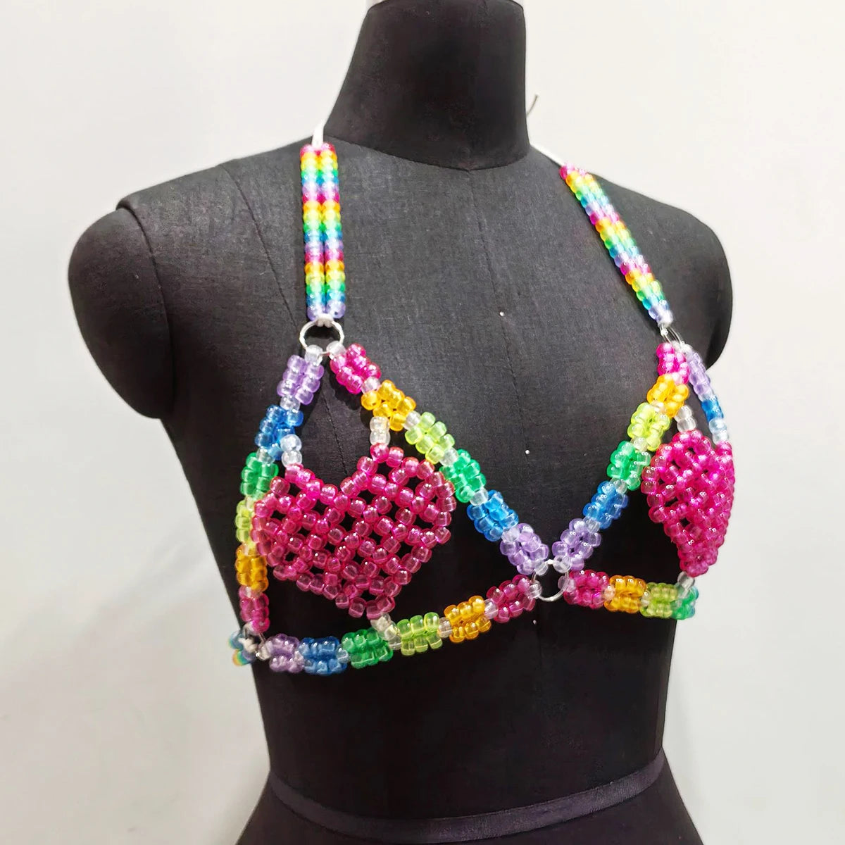Retro Beaded Heart Bralette Set