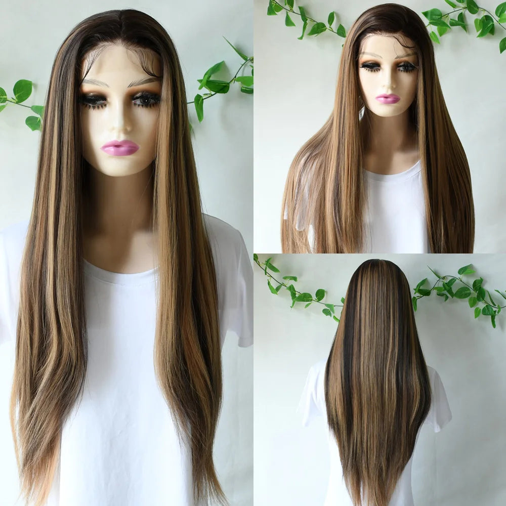 Grey Straight Lace Front Wig With Preplucked Hair for Women