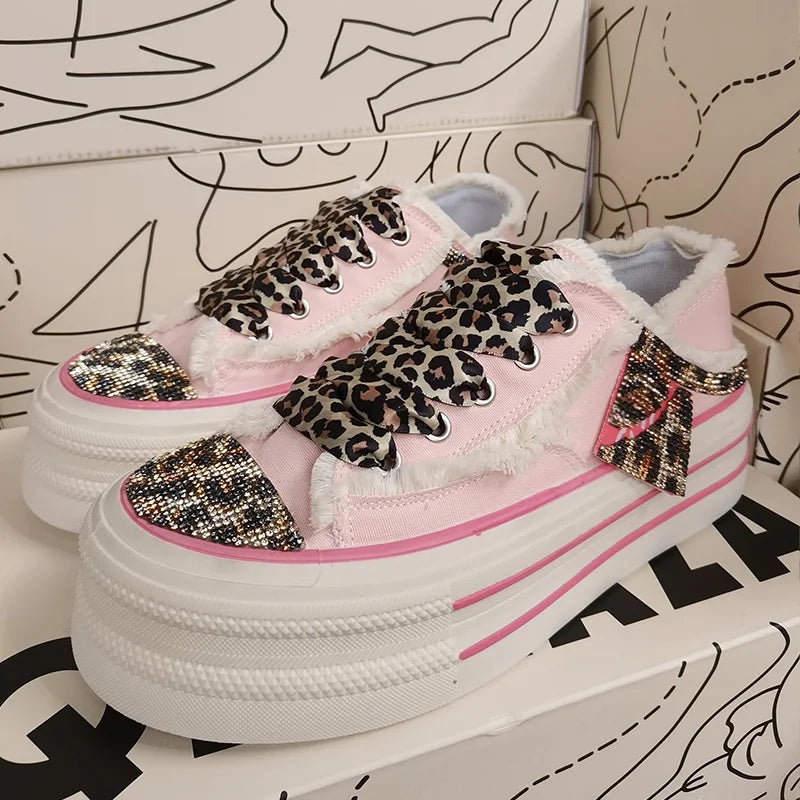 Shiny Sequined Pearl Stud Canvas Slippers for Women
