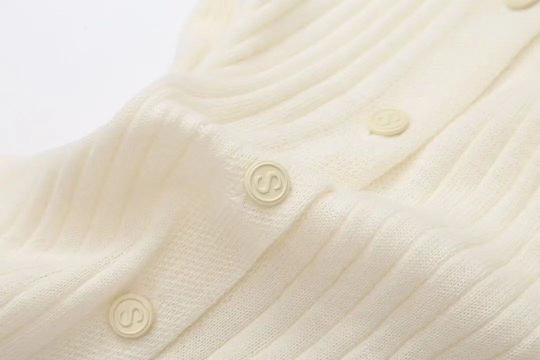 Elegant Pleated Hem Street Fashion O Neck Bell Sleeve Slim Knit Midi Dress 2025 Women Summer Beach Swimsuit Cover Up Tunic A3055