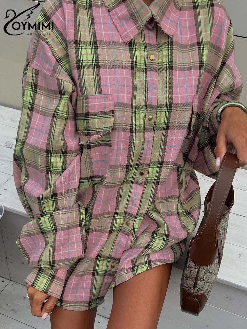 Long Sleeve Pink Print Pocket Blouse