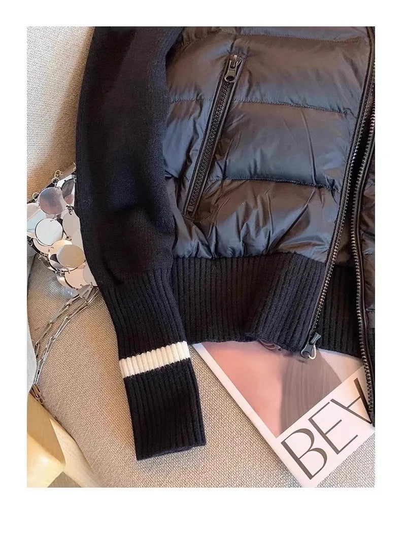 Color Block Knit Down Jacket