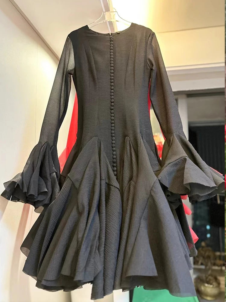 Ruffled Hem A-Line Dress