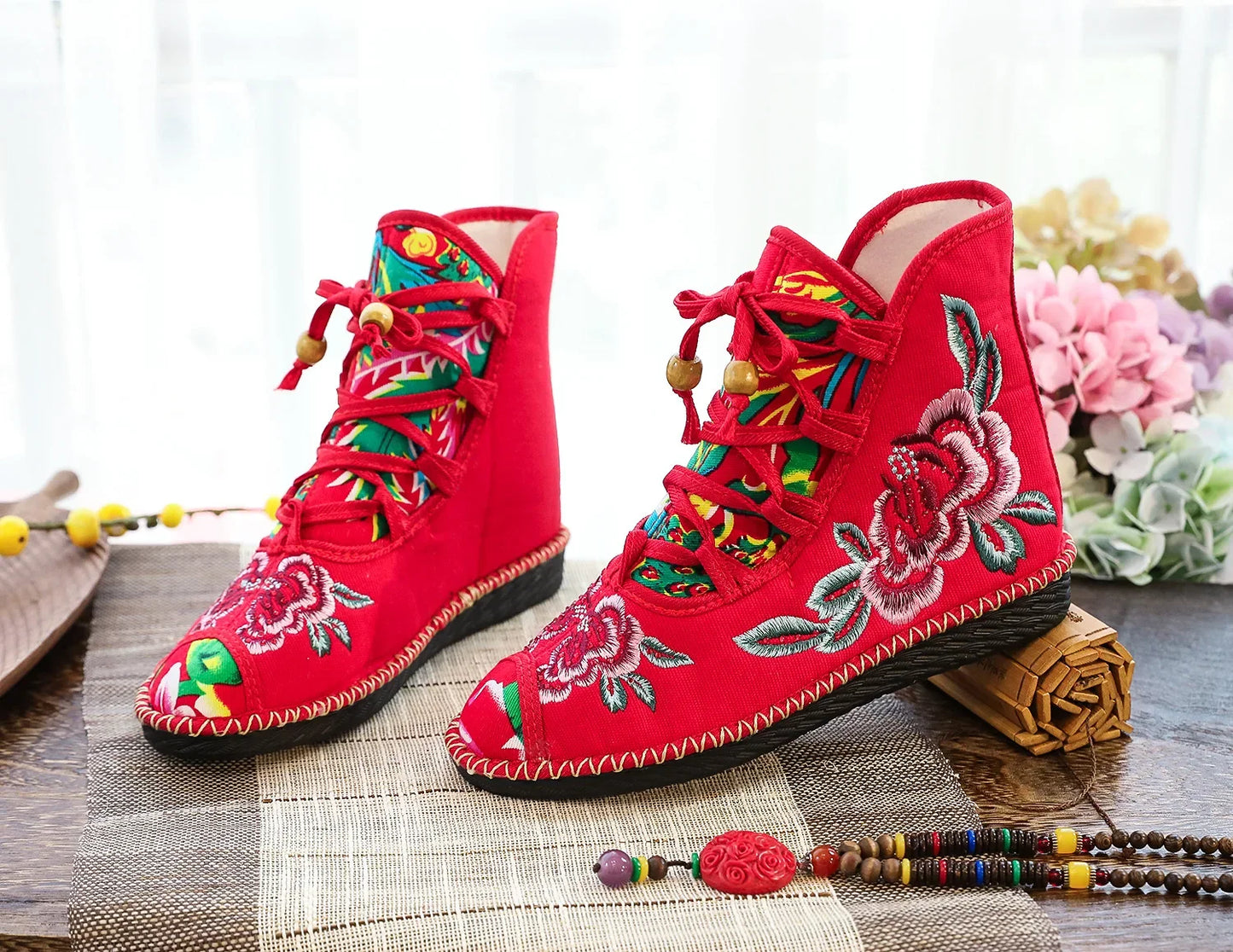 Vintage Floral Canvas Wedge Boot