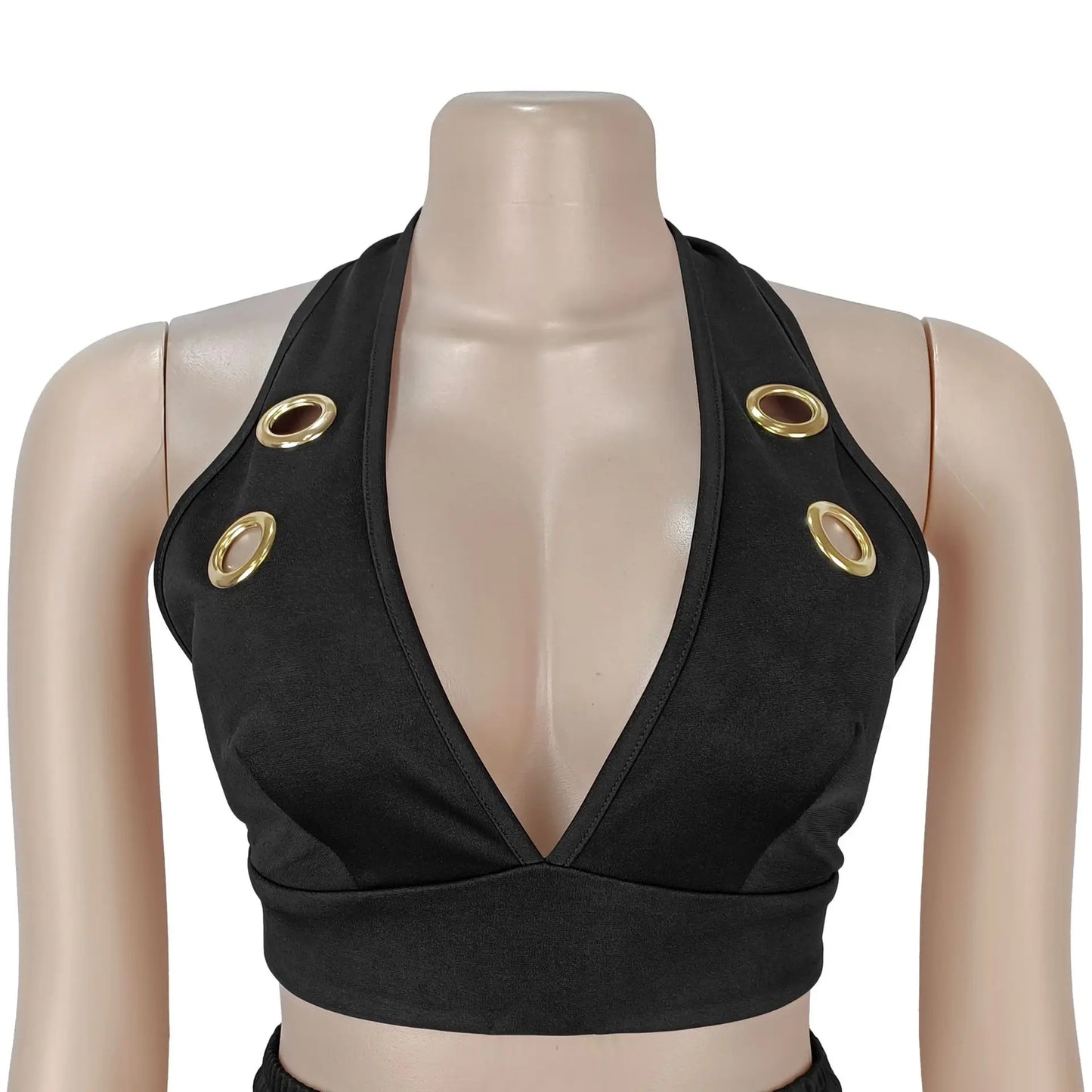 Knit Halter Wide Leg Tracksuit Matching Set for Women