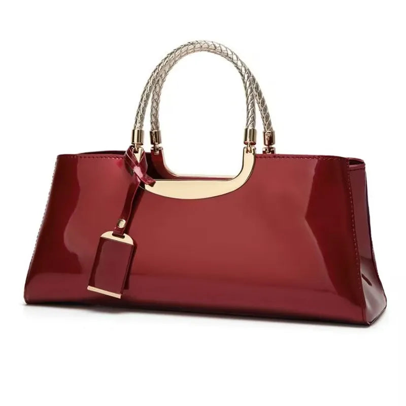 Plaid Patent Chain Evening Clutch
