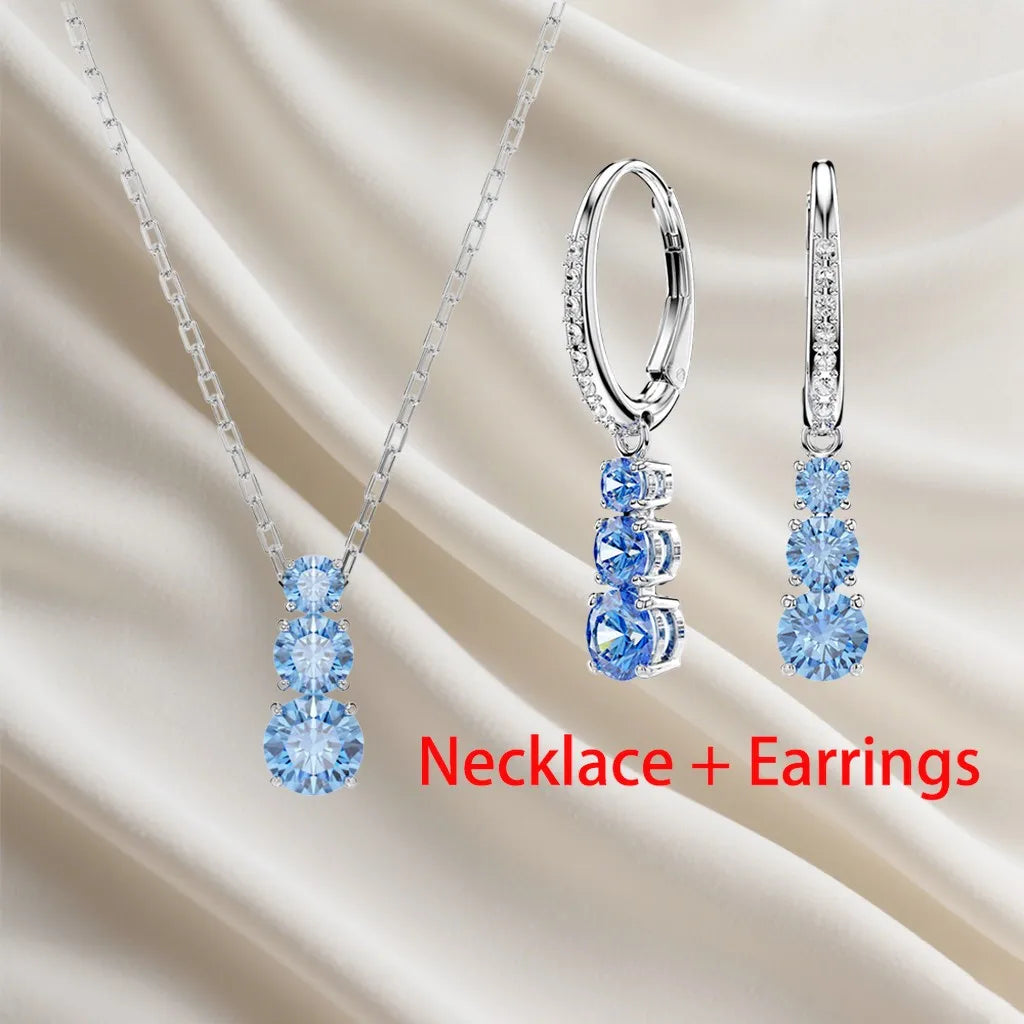 Sparkling Inlaid Pearl Pendant Jewelry Set for Women