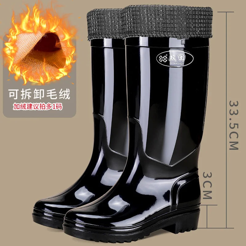 Bright Green Knee High Rain Boots With Antislip Sole for Women