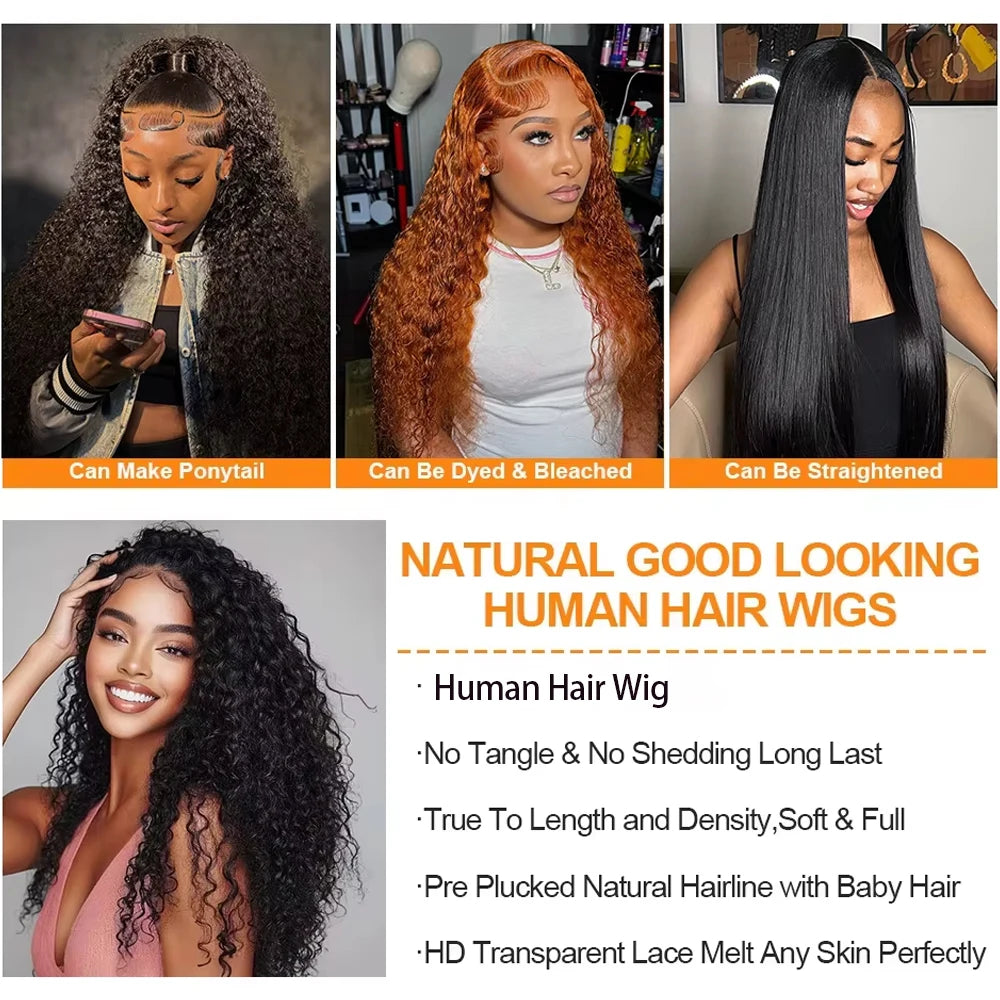 Kinky Curly Glueless Human Hair Lace Front Wig for Women