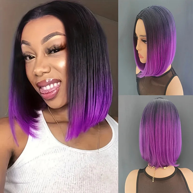 Green Synthetic Bob Wig for Women Heat Resistant Fiber