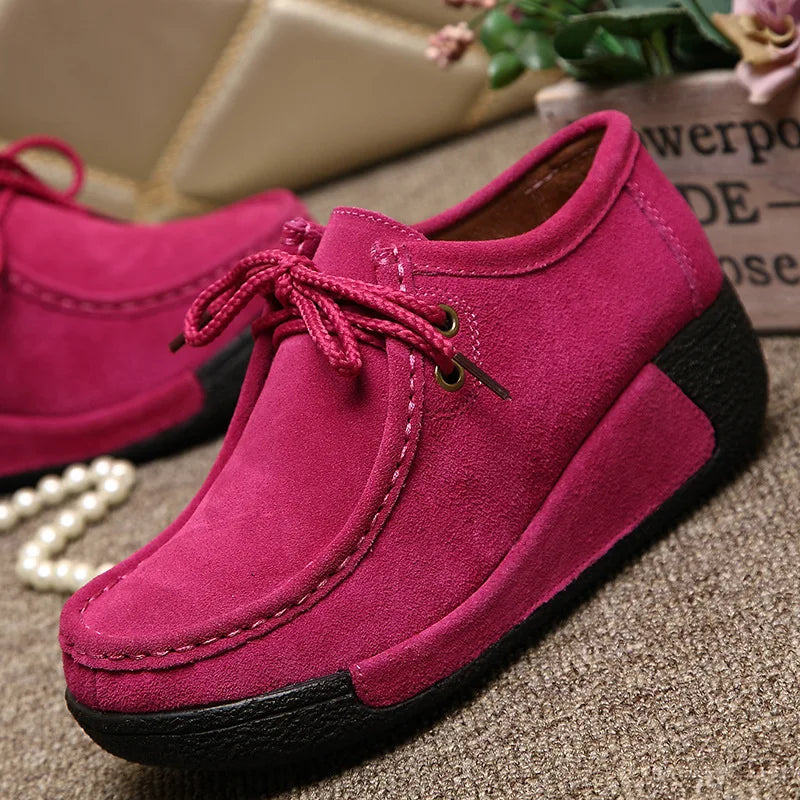 Lace Up Leather Platform Loafers