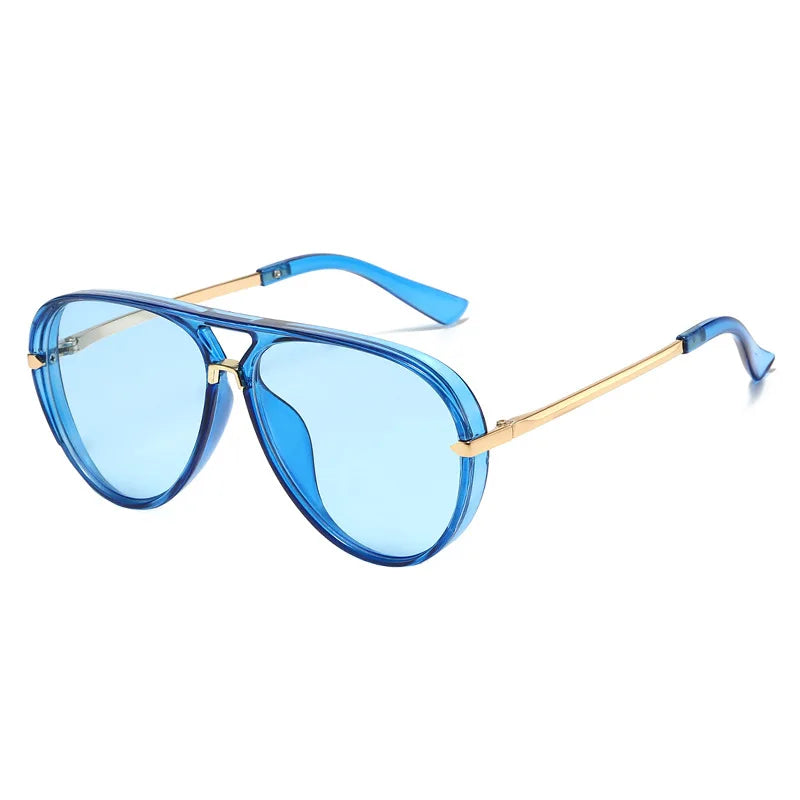 Green Pink Gradient Oval Sunglasses