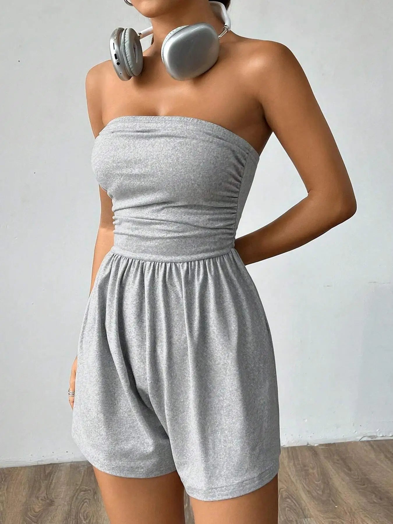 Leopard Print Sleeveless Tube Top Jumpsuit for Women