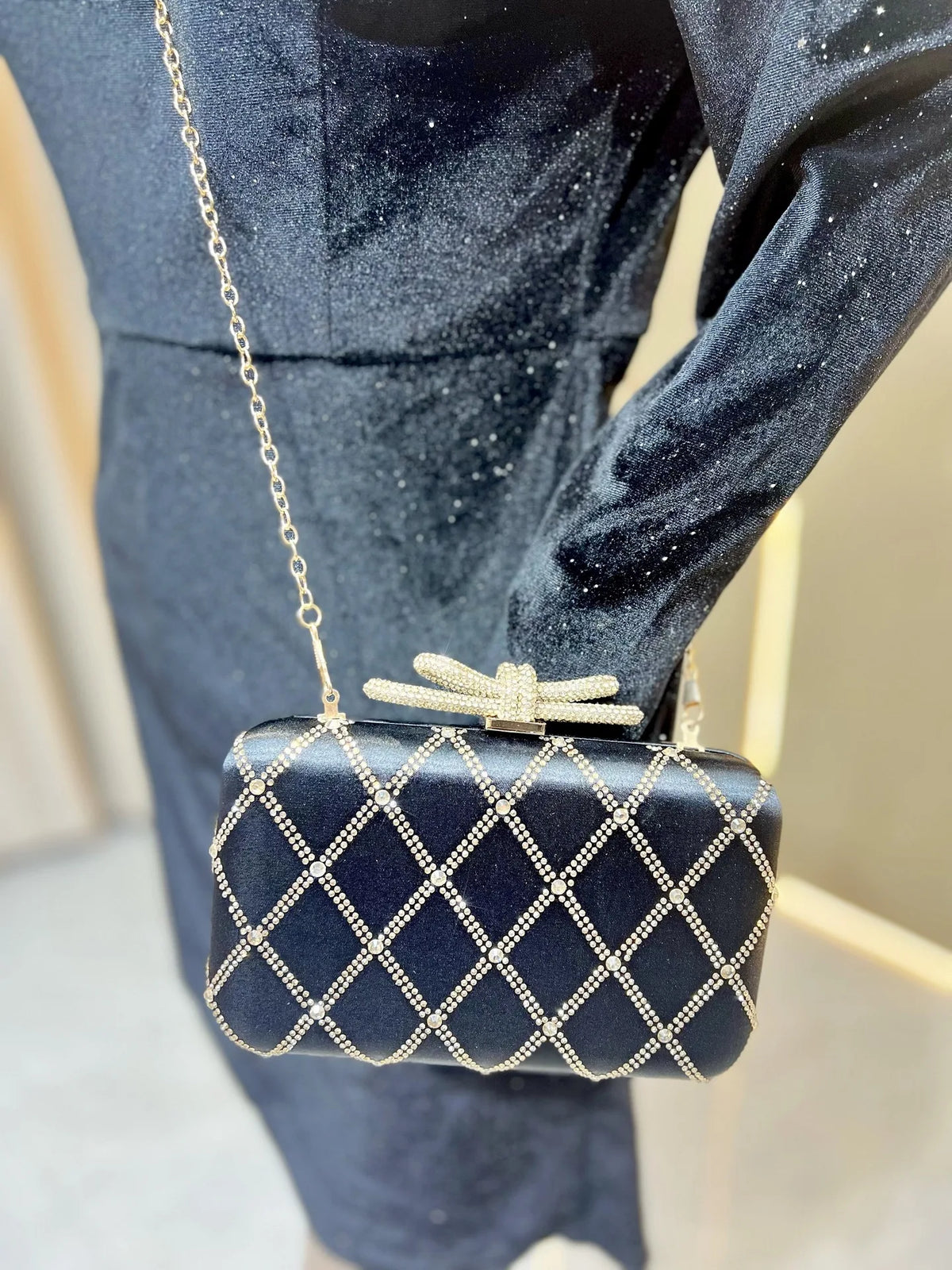 Glitter Rhinestone Clutch Messenger Bag for Women