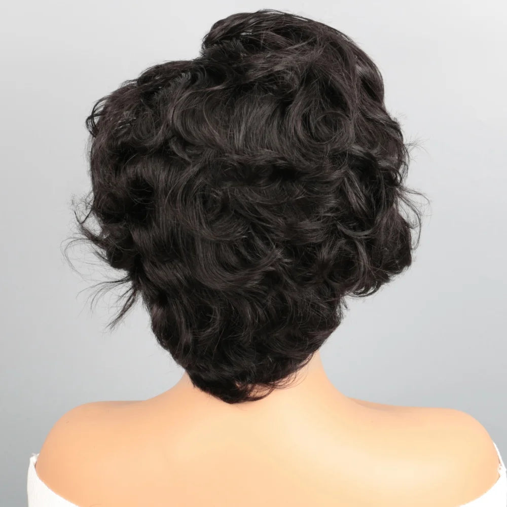 Short Curly Lace Frontal Human Hair Wig for Black Women