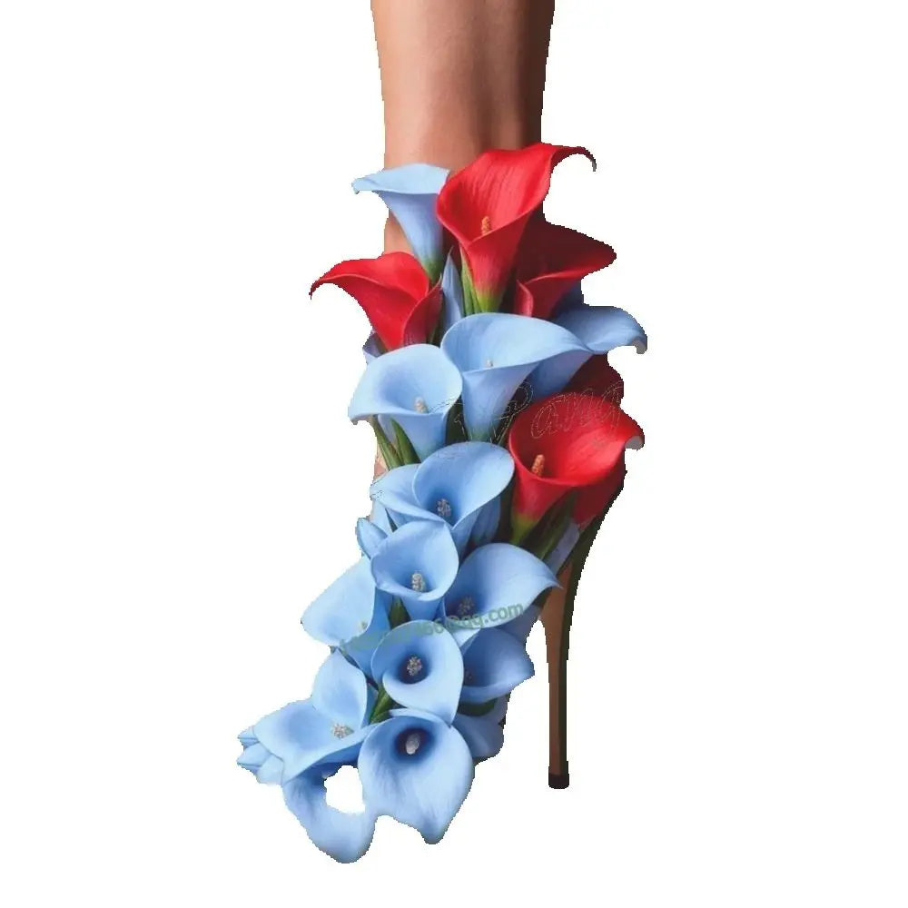 Colorful Floral Embellished High Heel Sandals for Women
