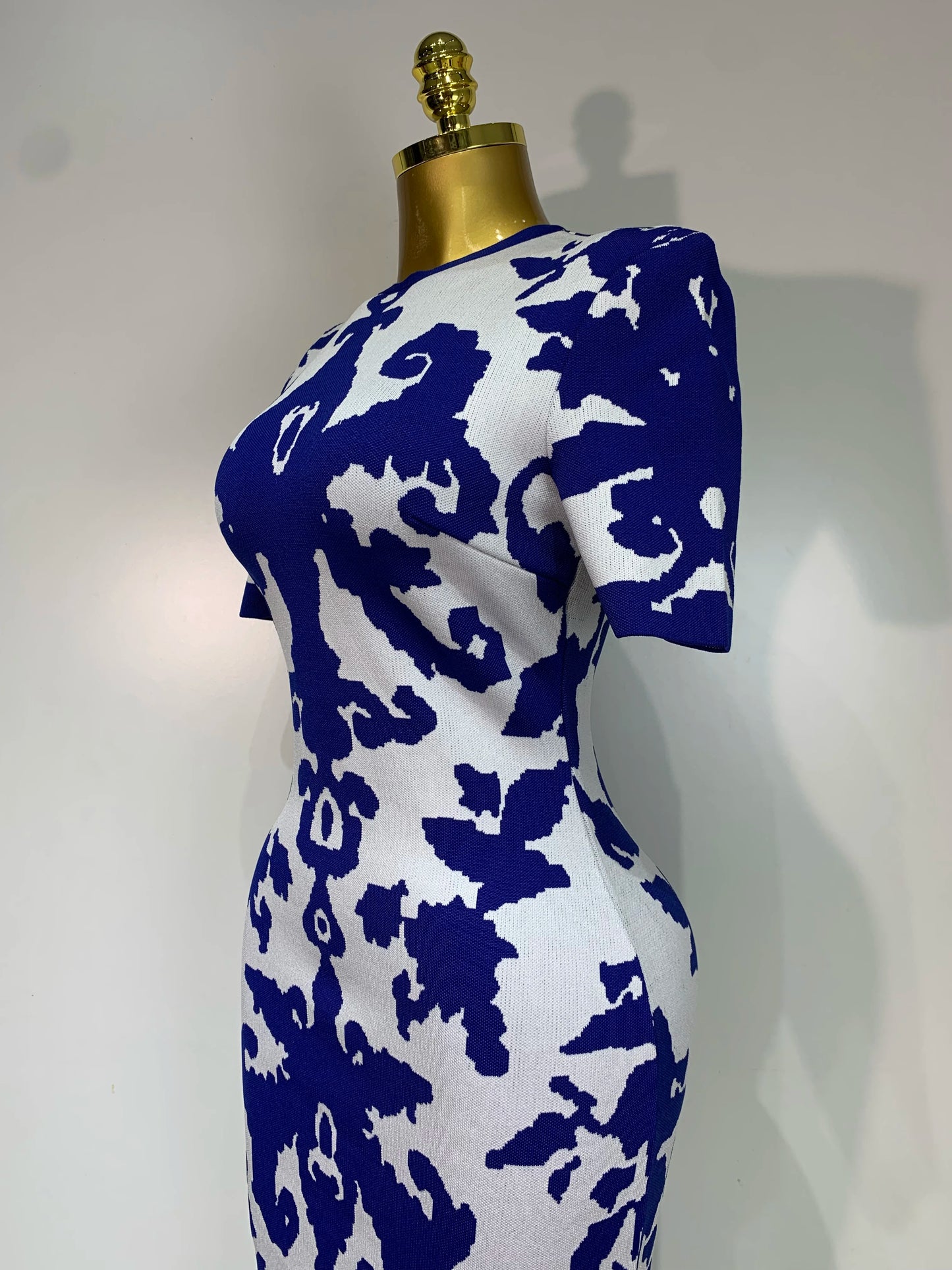 Women Sexy Short Sleeve Jacquard Blue Maxi Long Bodycon Bandage Dress 2025 Celebrity Elegant Evening Club Party Luxury Dresses