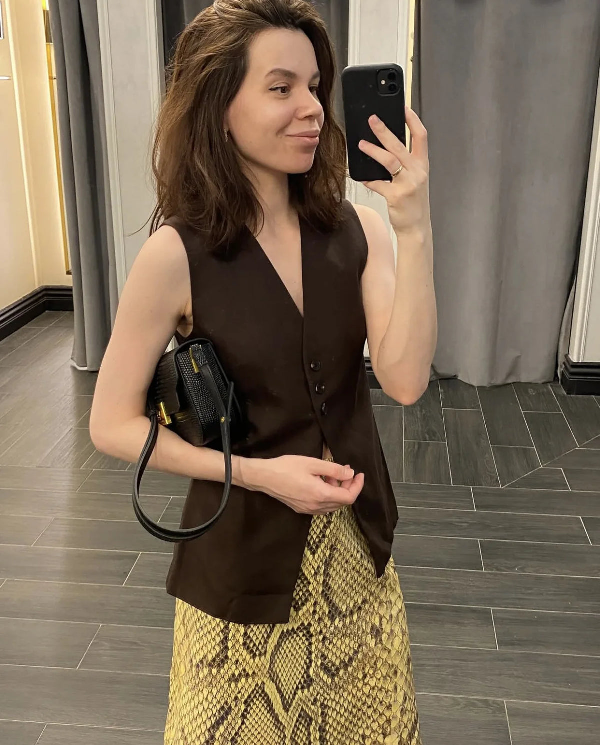 Snake Print High Waist Slim Fit Midi Skirt for Women