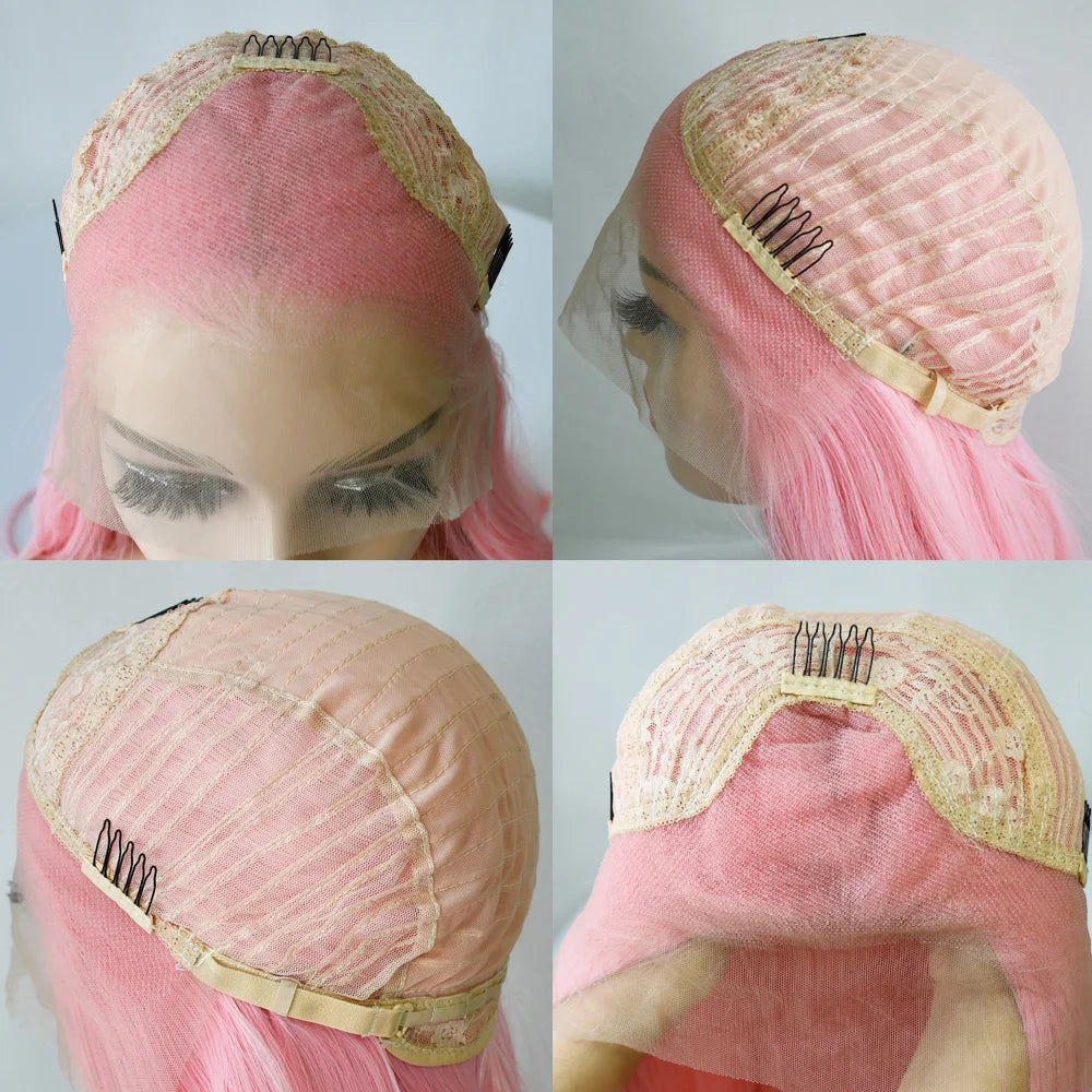 Natural Straight Layered Lace Front Wig With Bangs for Women