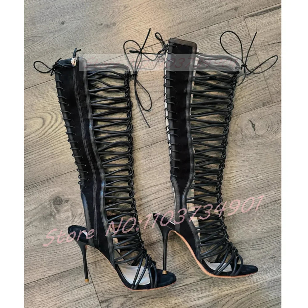 Zebra Striped Cross Strap Stiletto Sandals For Women