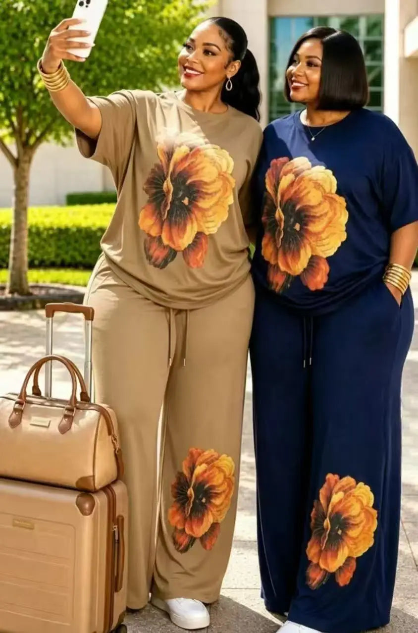 African Dashiki Two Piece Top and Pants Set for Women