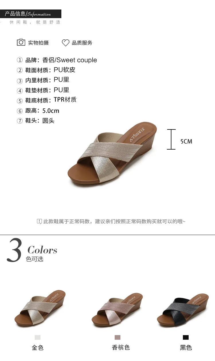 Bohemian Wedge Open Toe Sandals Lightweight Summer Casual for Women