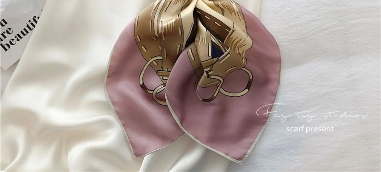 Elegant Art Gallery Style 100% Pure Silk Scarves For Women Soft Thin Striped Mulberry Silk Square Scarf Versatile For Spring Sum