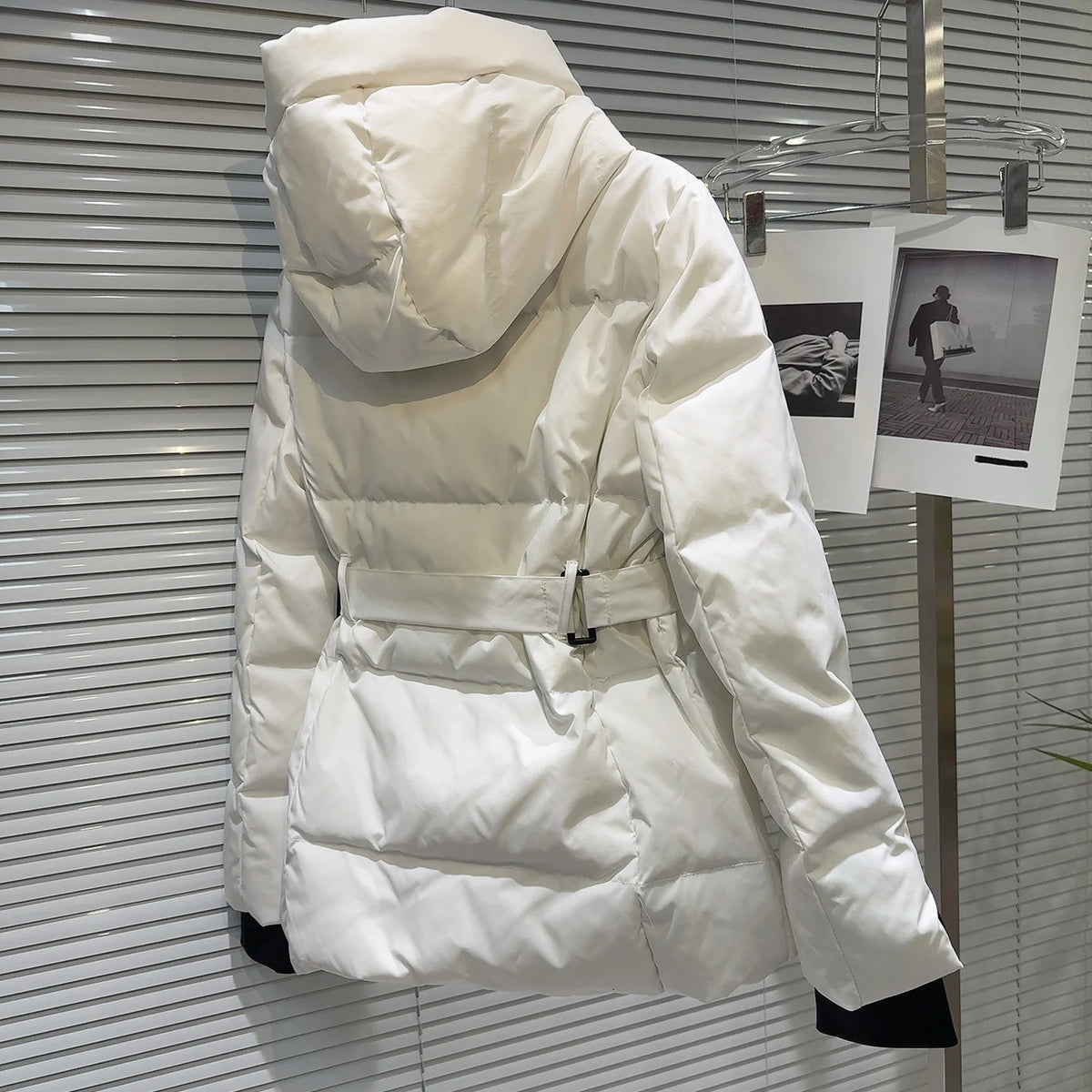 Warm Belted Hooded Winter Puffer Down Jacket for Women