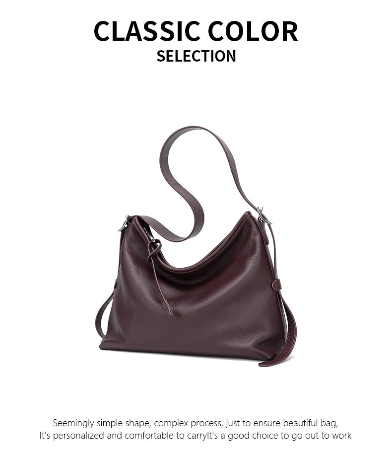 Cowhide Genuine Leather Handbags Women Casual Shoulder Bag Female Fashion Shopping Retro Large Luxury Designer Ladies Bags New