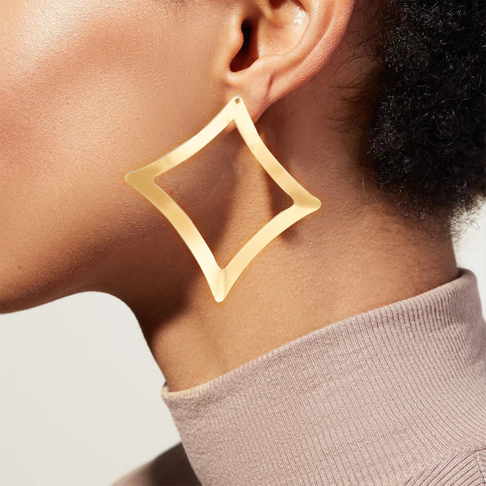 Fashion Jewelry Big Gold Color Round Geometric Earrings Dangle Drop Earrings For Women African Wedding Party Gifts