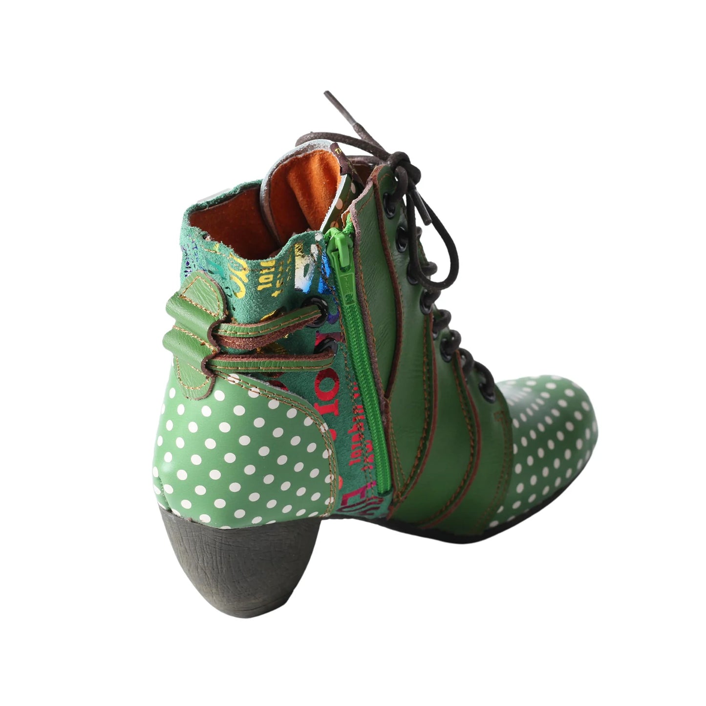 Genuine Leather Polka Dot Ankle Boots