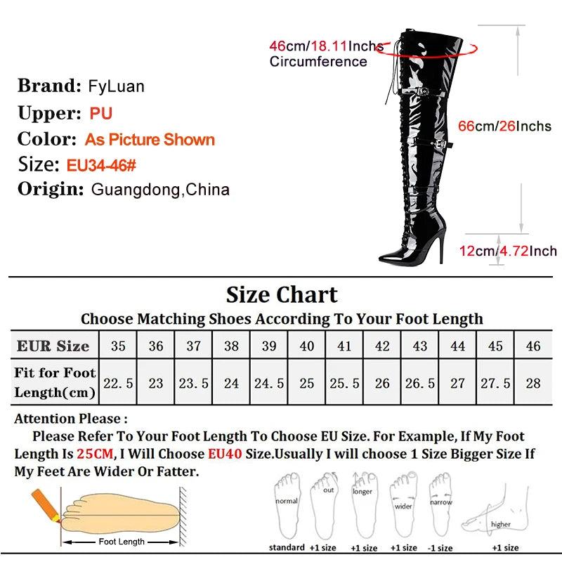 Modern Elegant Pointed Stiletto Heel Thigh High Leather Boots For Women