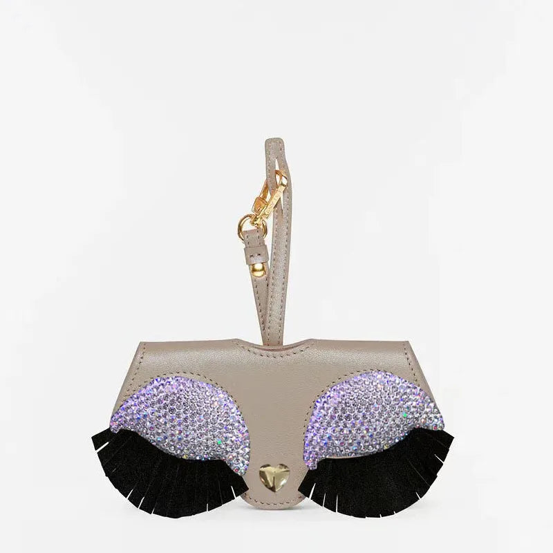 Diamonds cute glasses clip ins fashion sunglasses bag portable sunglasses case protective cover bag bag hanging jewelry