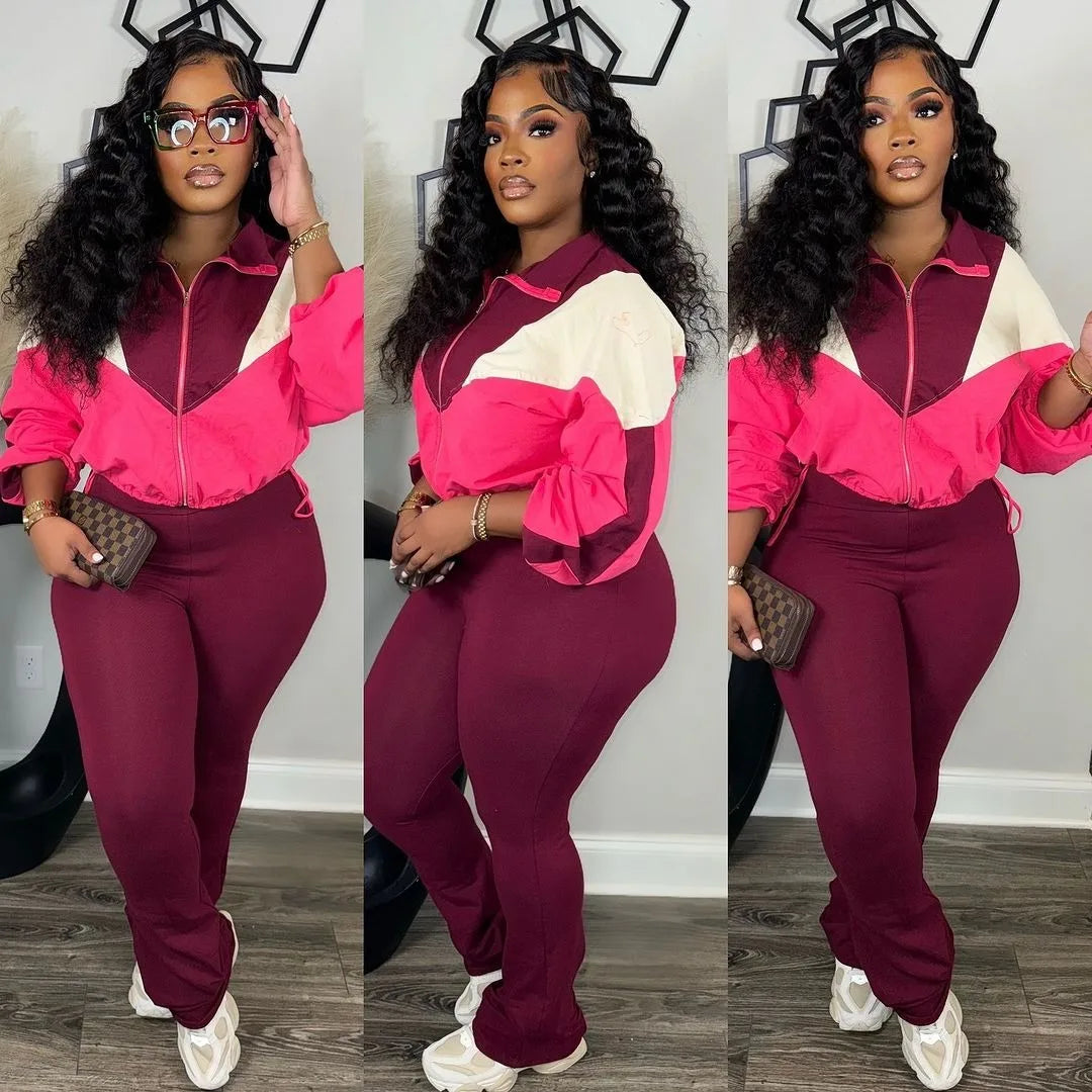 Pant Set Women Two Piece Sets Matching Sets Y2k Streetwear Zipper Coats Long Pants High Waist Sports Suit Sportswear 2025