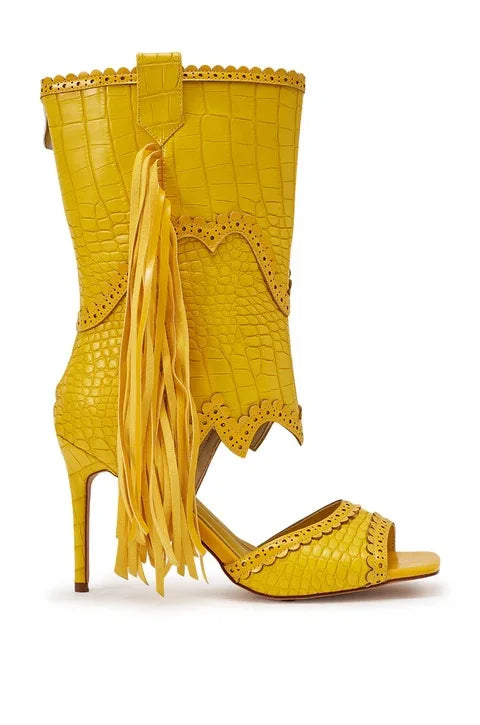 Hollow Out Open Toe Zipper Stiletto Heels Boots for Women