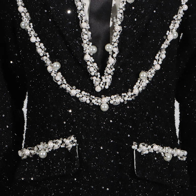 Sequin Beaded Patchwork Mini Dress