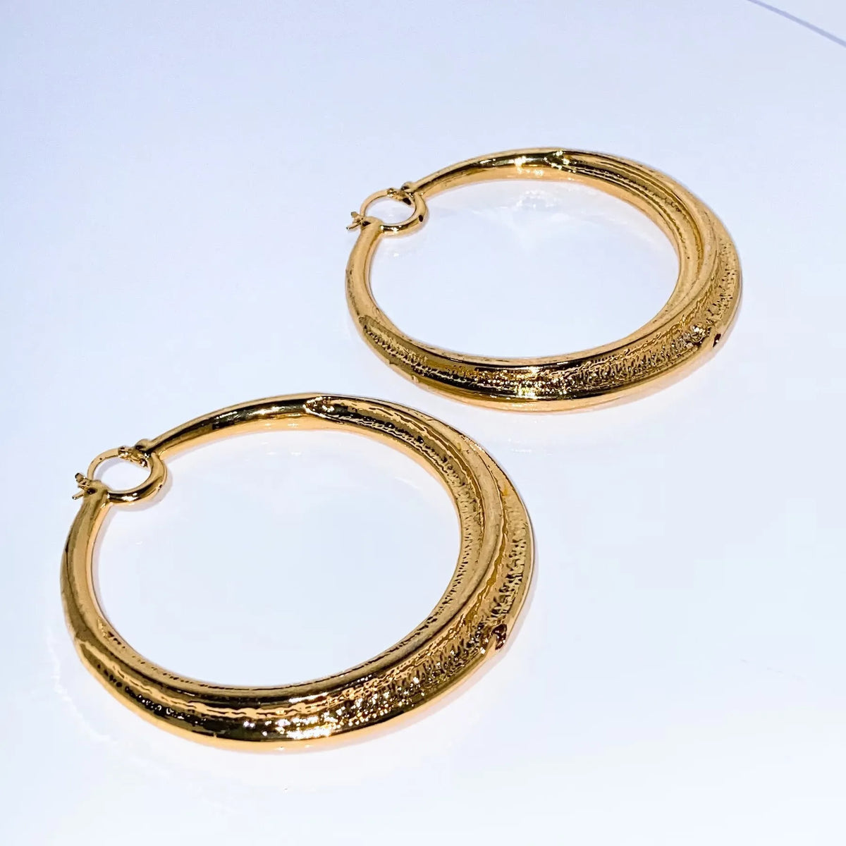 Chunky Oval Gold Plated Hoop Earrings