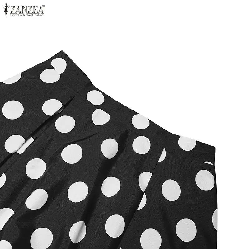 Polka Dot Pleated Maxi Skirt