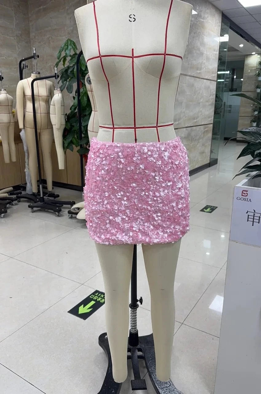 hirigin Sequined Women Sparkling Mini Skirt Sexy Slim Fit Unique High Waist Skirts New Spring Summer Female Party Club Dress