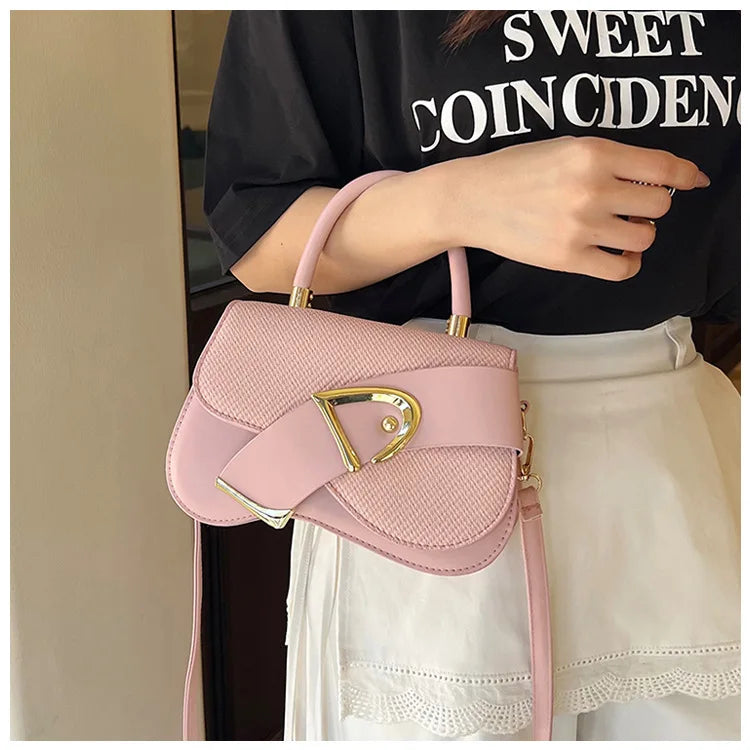 Women's Elegant Minimalist Shoulder Bag Golden-Tone Hardware Adjustable Strap Formal Purse Durable Handbag Fashionable Tote