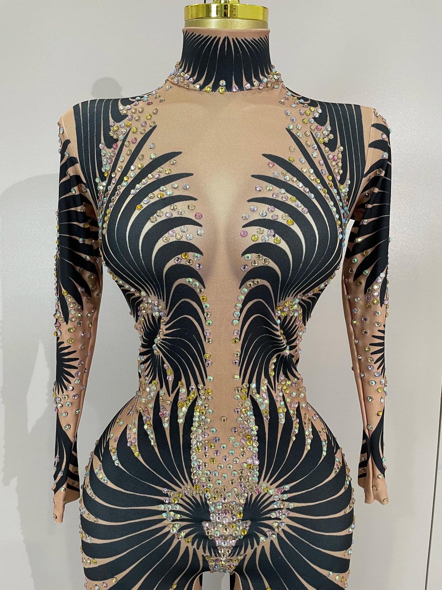 STOCK Stage Costume Sparkly Diamond Women Sexy Mesh Jumpsuit Nightclub Bar Party Show Gogo Dancer Clothing Drag Queen Outfit
