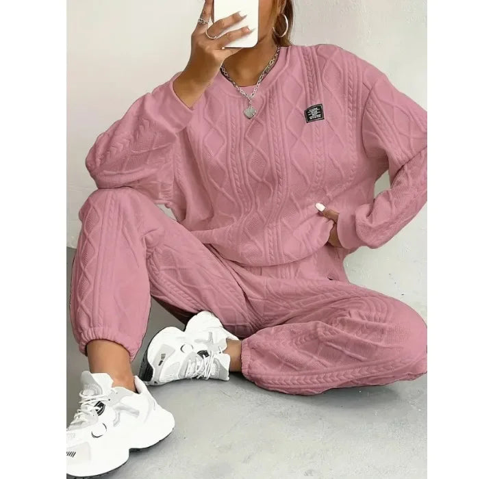 Casual Two Piece Sets Womens Outifits Streetwear Autumn and Winter 2024 New Long Sleeved Round Neck Hoodie and Y2k Pants Suit