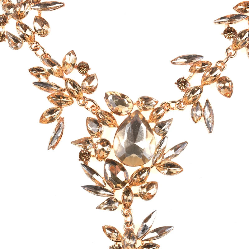 Champagne Crystal Rhinestone Choker Necklace for Women
