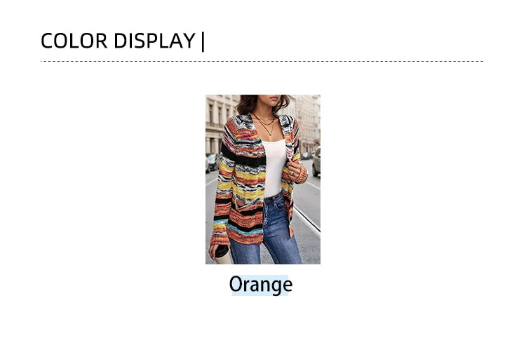 Women's Casual Cardigan Colourful Image Loose Long Sleeve Knitted Sweater Spring and Autumn Best Choice