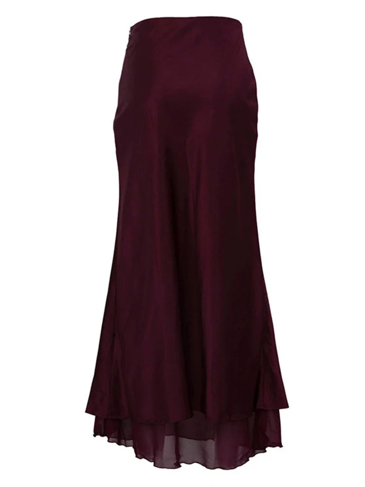 Draped Satin Maxi Skirt