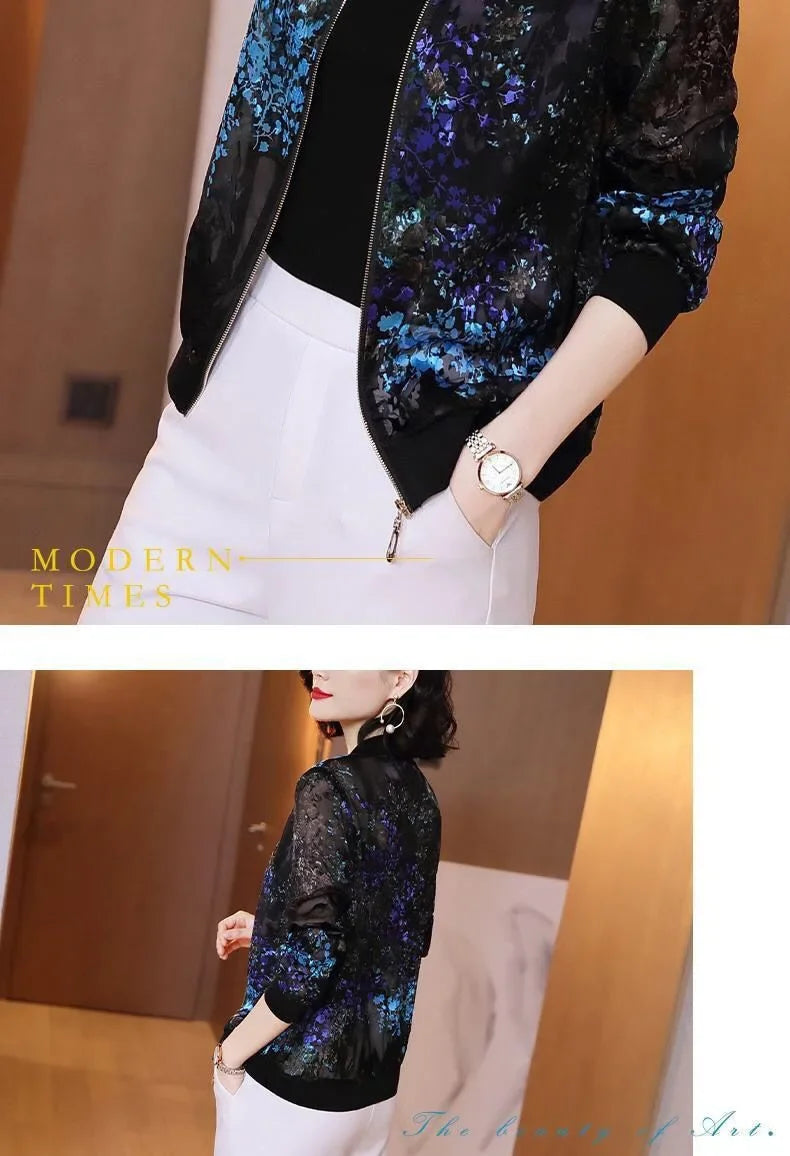 Spring Autumn Summer New Loose Long Sleeve Chiffon Women's Jacket Small Fragrance Style Sunscreen Clothing Middle East Fashion