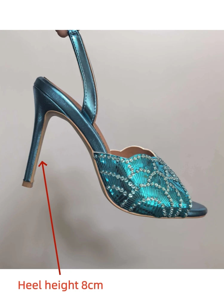 Luxurious Sparkling Fish Mouth Strap Sandals for Women